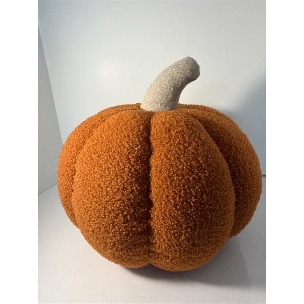 Brentwood Originals Halloween Faux Fur Orange Pumpkin Shaped 13x13